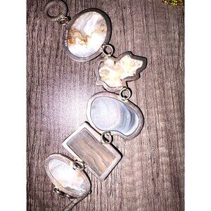Vintage Amy Kahn Russell AKR Sterling Silver & Agate Multi Stone Bracelet